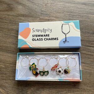 6 Serendipity Stemware Glass Charms - Carnival, Beach and Toucan  $14